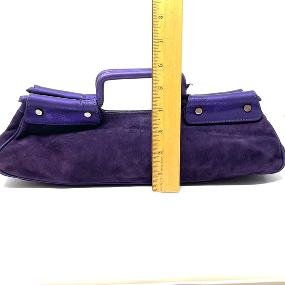 DONALD J. PLINER dark plum suede baguette bag, made in Italy, NWT - Picture 9 of 12